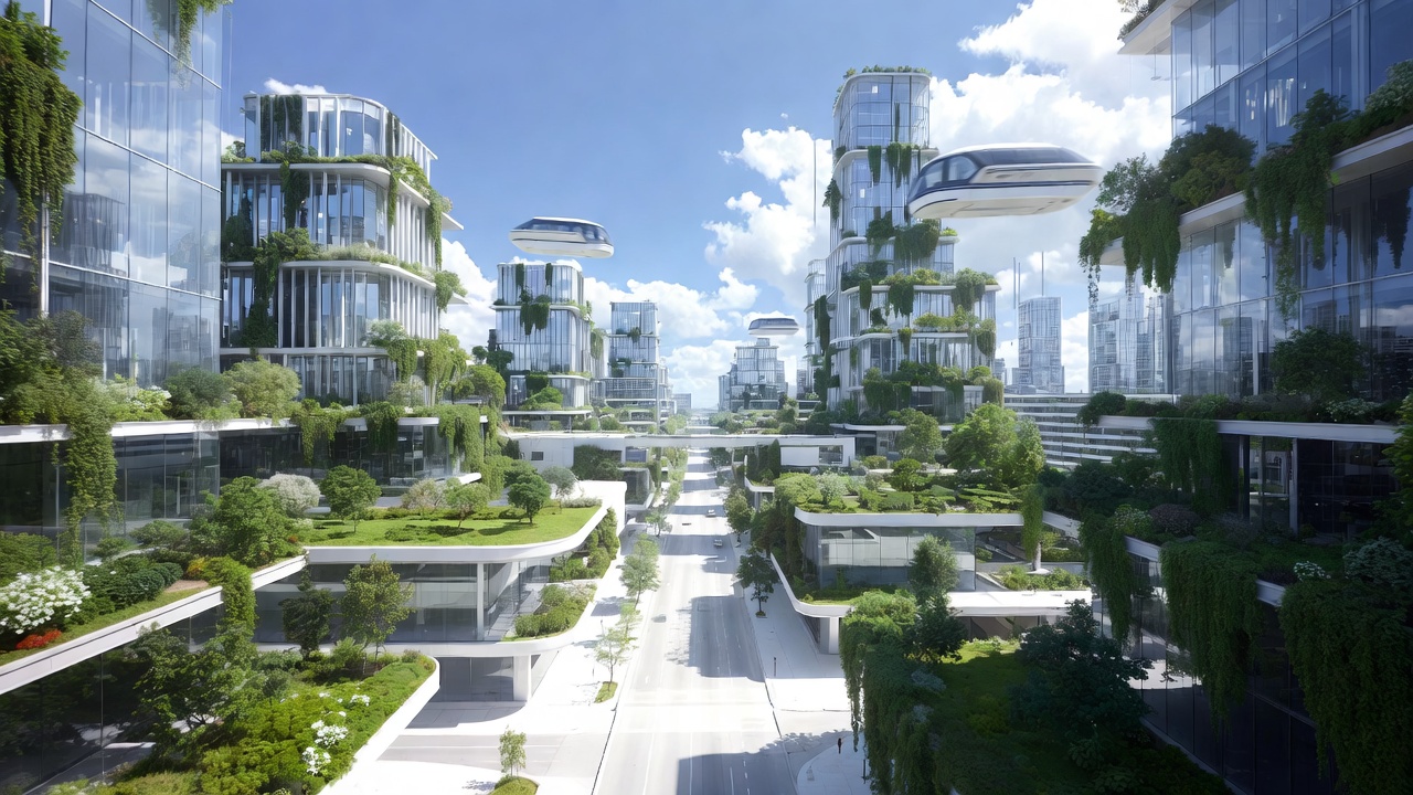 空中ポッドが舞う立体未来都市:次世代GX移動システム